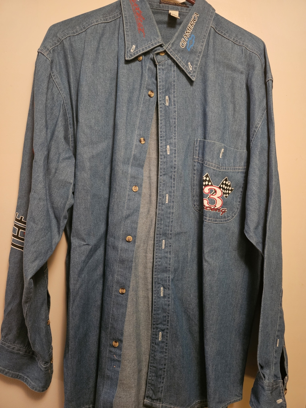 Dale Earnhardt Vintage Men's Denim Racing Embroidered Button-up Shirt Size M